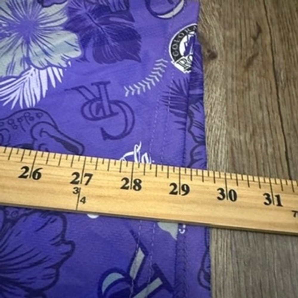 Colorado Rockies MLB Coca-Cola Purple Floral Hawaiian Shirt Mens XL Button Up - Picture 3 of 7